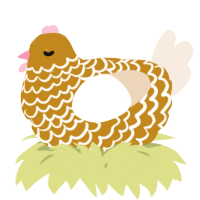 A ochre and cream chicken with a lace pattern