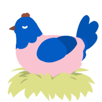 Perii, a rose and ultramarine chicken with a head pattern