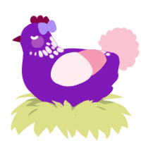 Cinerary, a violet and rose chicken with a neck-speckle pattern