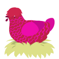 Cherry Pie, a crimson and fuchsia chicken with a lace pattern