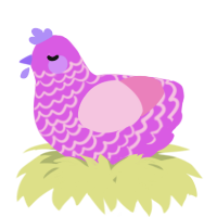 A orchid and pink chicken with a lace pattern