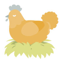 A honey chicken with a head pattern
