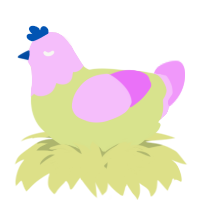 A lemon and lavender chicken with a head pattern