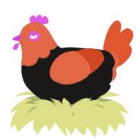 A sable and vermilion chicken with a head pattern