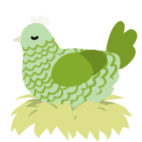 A gluppy and chartreuse chicken with a lace pattern