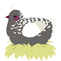 A grey and white chicken with a half-lace pattern
