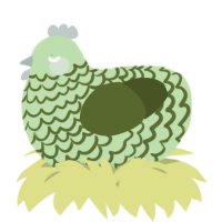 A gluppy and olive chicken with a lace pattern