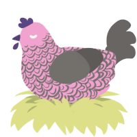 (unnamed), a pink and grey chicken with a double-lace pattern