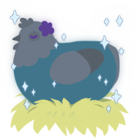 Aurora Borealis, a teal and grey chicken with a head pattern