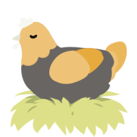 A grey and honey chicken with a head pattern