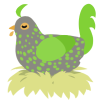 A ash and grass chicken with a speckle pattern