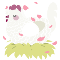 A white chicken with a lace pattern