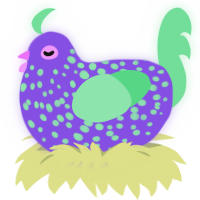 A blurple and spring chicken with a speckle pattern