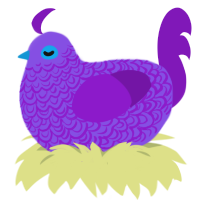 A blurple and violet chicken with a double-lace pattern