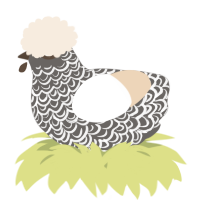 A grey and cream chicken with a double-lace pattern