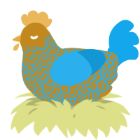 A ochre and sky chicken with a double-lace pattern