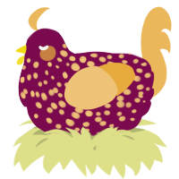 A wine and honey chicken with a speckle pattern