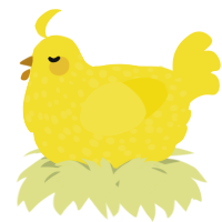 A yellow chicken with a speckle pattern
