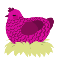 A fuchsia and wine chicken with a lace pattern
