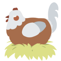 A brown and mist chicken with a head pattern
