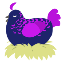 A navy and amethyst chicken with a half-lace pattern