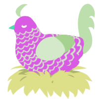 A orchid and gluppy chicken with a lace pattern