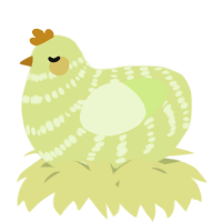 A lemon and apple chicken with a bar pattern