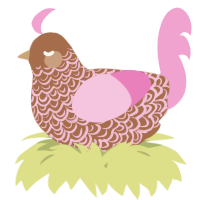A brown and pink chicken with a double-lace pattern