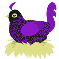 goth highlighter, a sable and violet chicken with a double-lace pattern