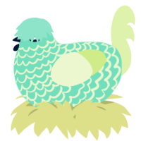 A mint and apple chicken with a lace pattern