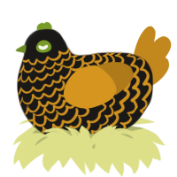 A sable and ochre chicken with a lace pattern