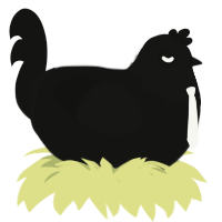 Gothic baby, a black chicken with a head pattern