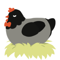 verm worm, a ash and black chicken with a head pattern