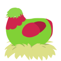 Cherry Limeade, a grass and crimson chicken with a head pattern