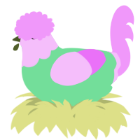 A spring and lavender chicken with a head pattern