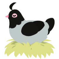 A silver and black chicken with a head pattern