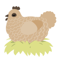 A beige chicken with a lace pattern