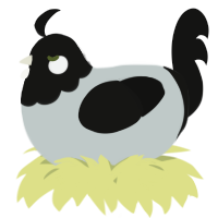 A silver and black chicken with a head pattern