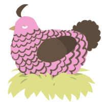 A pink and bark chicken with a lace pattern