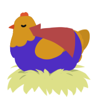 sebastian debeste, a indigo and ochre chicken with a head pattern