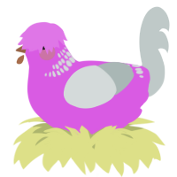 A orchid and silver chicken with a neck-band pattern