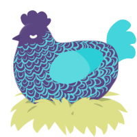 A overcast and aqua chicken with a double-lace pattern