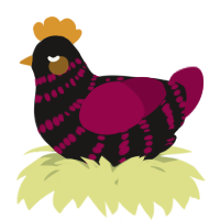 A sable and maroon chicken with a bar pattern
