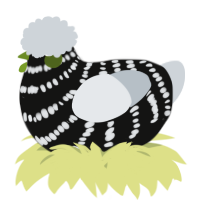 A black and mist chicken with a bar pattern