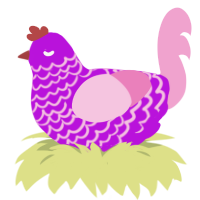 A amethyst and pink chicken with a lace pattern