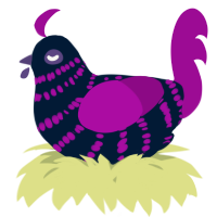 A tumblr and plum chicken with a bar pattern