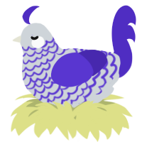 A mist and indigo chicken with a lace pattern