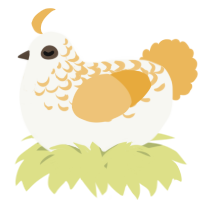 A white and honey chicken with a half-lace pattern