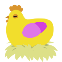 A yellow and orchid chicken