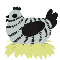 A silver and sable chicken with a bar pattern